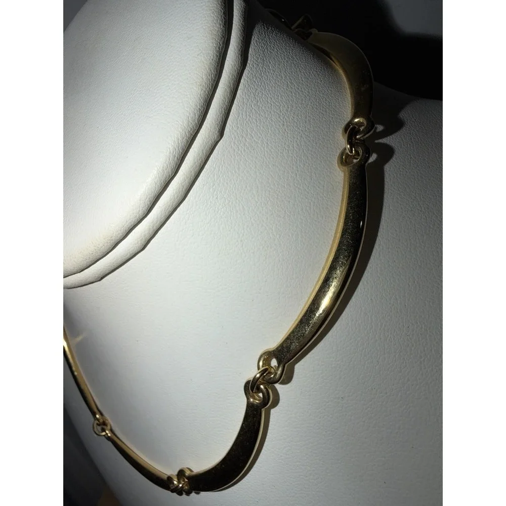 VINTAGE Gold Tone Articulated Link Necklace Sectioned Bars